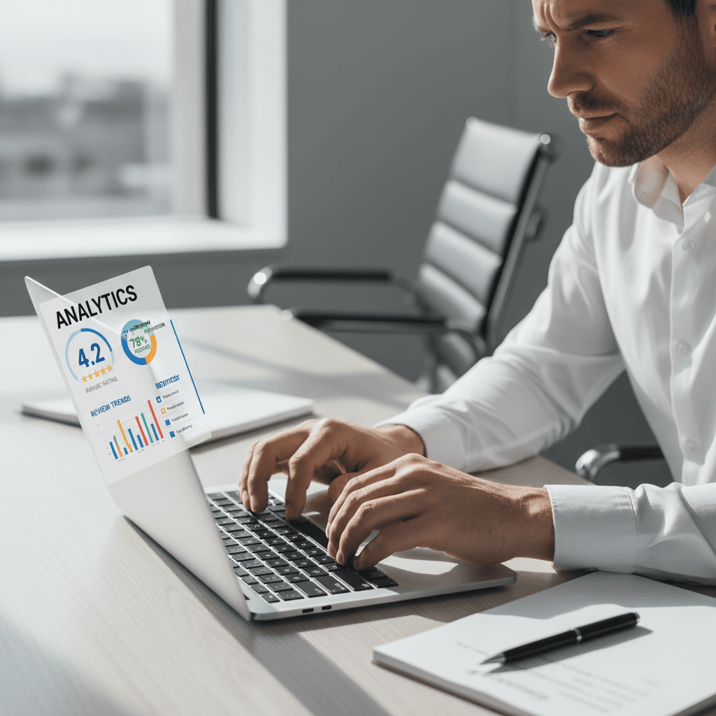 Small business owner reviewing a video preview on a laptop in a cozy office
