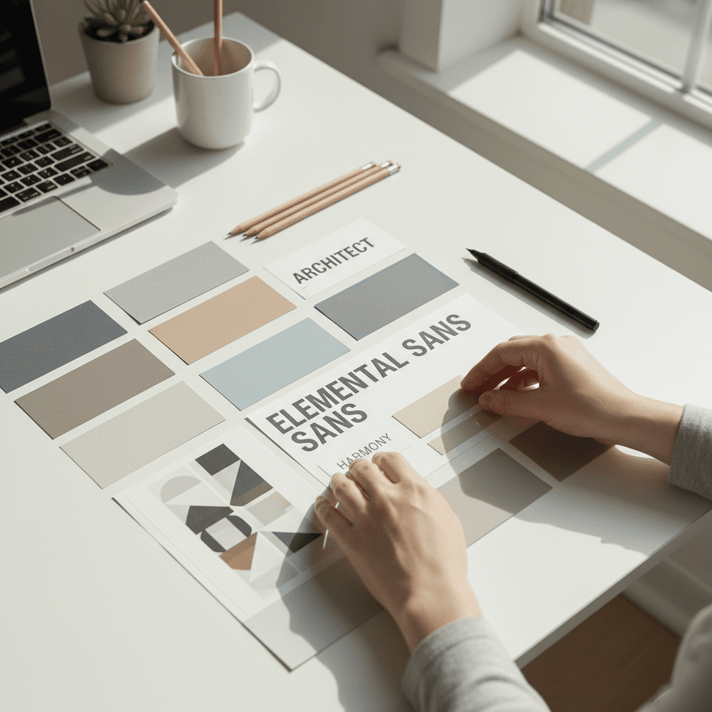 Product photos spread on a desk with a camera, lights, and color swatches nearby